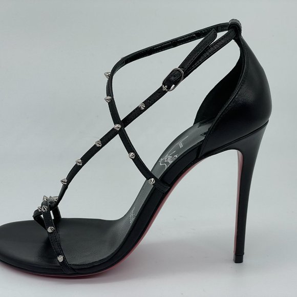 Christian Louboutin RIOJANA SPIKES 100 Strappy Studded Heels Sandals Shoes - Picture 4 of 16